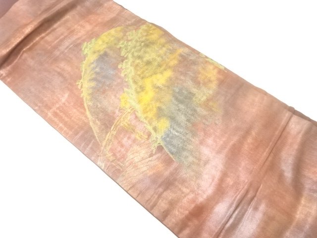 JAPANESE KIMONO / NAGOYA OBI / WOVEN MOUNTAIN SCENERY